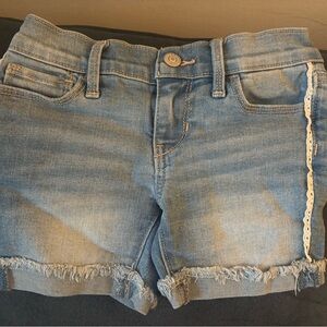 Stylish Blue Denim Shorts with Lace Trim